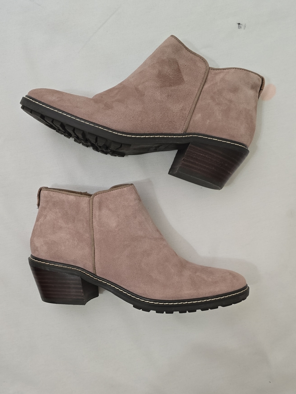 Sam Edelman Suede Ankle Booties in Dusty Rose/tan Taupe 8